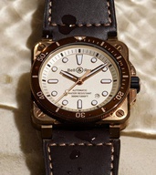 Men's watch / unisex BELL & ROSS, BR 03-92 Diver White Bronze / 42mm, SKU: BR0392-D-WH-BR/SCA | watchphilosophy.co.uk