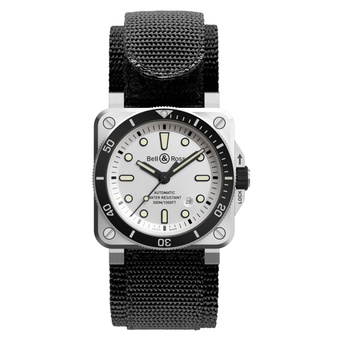 Men's watch / unisex  BELL & ROSS, BR 03-92 Diver White / 42mm, SKU: BR0392-D-WH-ST/SRB | watchphilosophy.co.uk