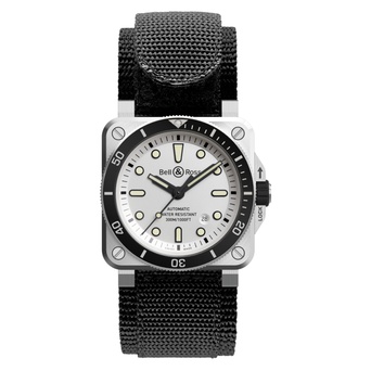 Men's watch / unisex BELL & ROSS, BR 03-92 Diver White / 42mm, SKU: BR0392-D-WH-ST/SRB | watchphilosophy.co.uk