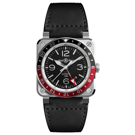 Men's watch / unisex BELL & ROSS, BR 03-93 GMT / 42mm, SKU: BR0393-BL-ST/SCA | watchphilosophy.co.uk