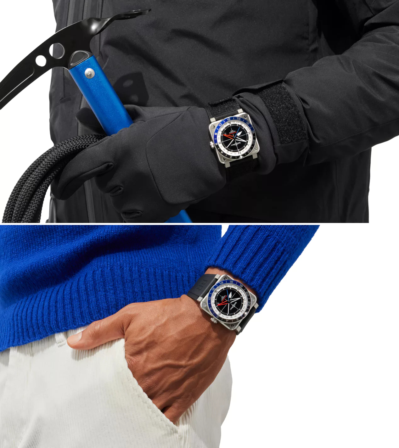 Men's watch / unisex BELL & ROSS, BR 03 GMT Compass Limited Edition / 42mm, SKU: BR0393-COM-ST/SRB | watchphilosophy.co.uk