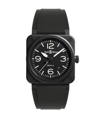 Men's watch / unisex  BELL & ROSS, BR 03 Black Matte / 41mm, SKU: BR03A-BL-CE/SRB | watchphilosophy.co.uk