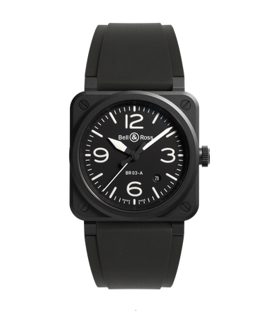 Men's watch / unisex BELL & ROSS, BR 03 Black Matte / 41mm, SKU: BR03A-BL-CE/SRB | watchphilosophy.co.uk