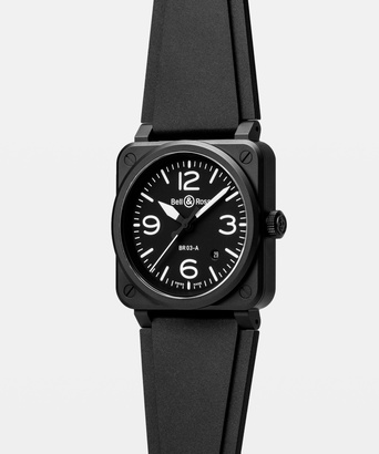 Men's watch / unisex BELL & ROSS, BR 03 Black Matte / 41mm, SKU: BR03A-BL-CE/SRB | watchphilosophy.co.uk