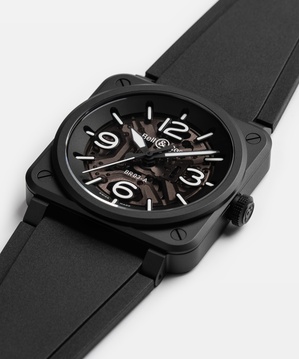 Men's watch / unisex BELL & ROSS, BR 03 Skeleton Black Ceramic / 41mm, SKU: BR03A-BL-SKCE/SRB | watchphilosophy.co.uk