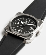 Men's watch / unisex BELL & ROSS, BR 03 Black Steel / 41mm, SKU: BR03A-BL-ST/SRB | watchphilosophy.co.uk