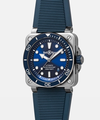 Men's watch / unisex  BELL & ROSS, BR-03 Diver Blue Steel / 42mm, SKU: BR03A-D-BLU-ST/SRB | watchphilosophy.co.uk
