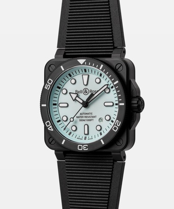 Men's watch / unisex  BELL & ROSS, BR-03 Diver Black Full Lum Ceramic / 42mm, SKU: BR03A-D-LM-CE/SRB | watchphilosophy.co.uk
