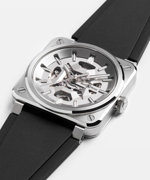 Men's watch / unisex BELL & ROSS, BR 03 Skeleton Grey Steel / 41mm, SKU: BR03A-GR-SKST/SRB | watchphilosophy.co.uk