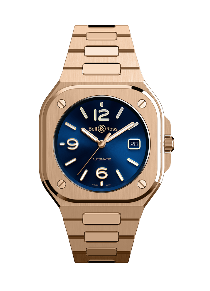 Men's watch / unisex  BELL & ROSS, BR 05 Blue Gold / 40mm, SKU: BR05A-BLU-PG/SPG | watchphilosophy.co.uk