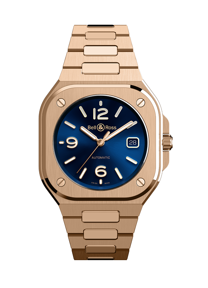 Men's watch / unisex BELL & ROSS, BR 05 Blue Gold / 40mm, SKU: BR05A-BLU-PG/SPG | watchphilosophy.co.uk
