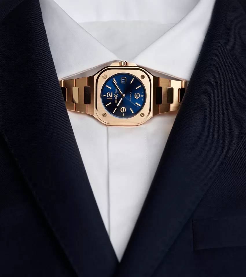 Men's watch / unisex BELL & ROSS, BR 05 Blue Gold / 40mm, SKU: BR05A-BLU-PG/SPG | watchphilosophy.co.uk
