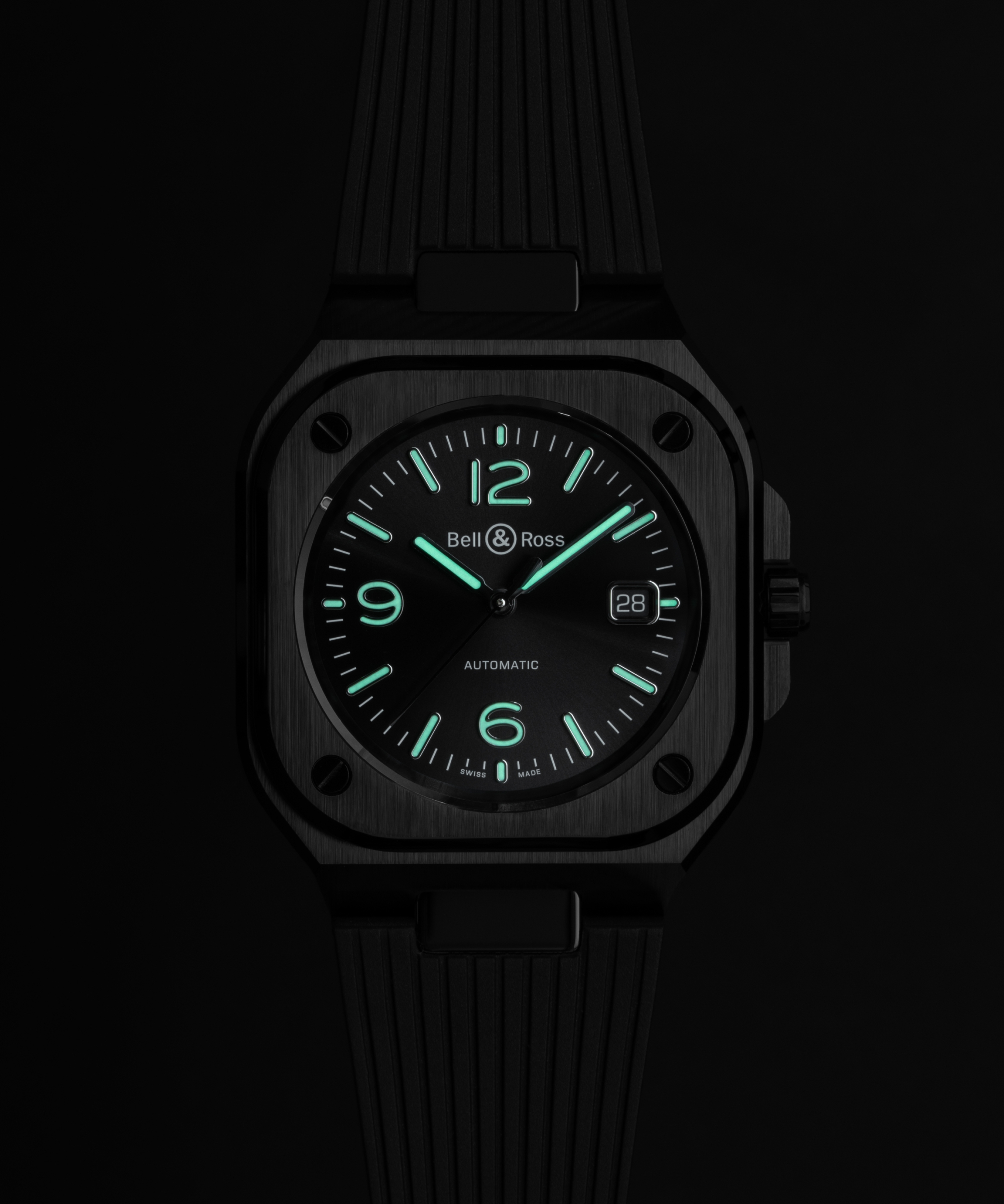 Men's watch / unisex BELL & ROSS, BR 05 Black Ceramic / 41mm, SKU: BR05A-BL-CE/SRB | watchphilosophy.co.uk