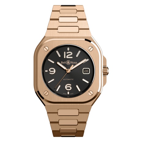 Men's watch / unisex BELL & ROSS, BR 05 Gold / 40mm, SKU: BR05A-BL-PG/SPG | watchphilosophy.co.uk