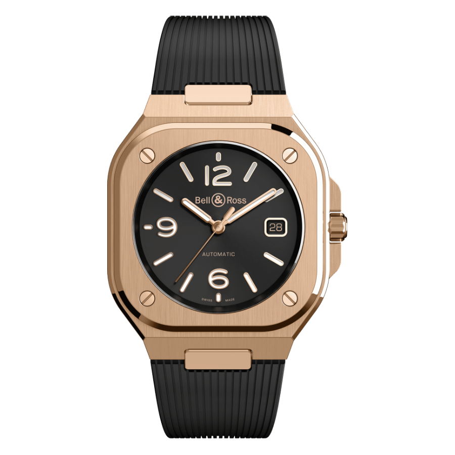 Men's watch / unisex  BELL & ROSS, BR 05 Gold / 40mm, SKU: BR05A-BL-PG/SRB | watchphilosophy.co.uk