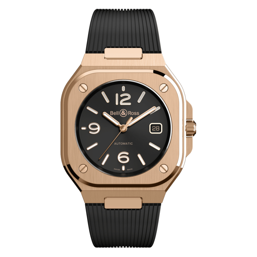 Men's watch / unisex BELL & ROSS, BR 05 Gold / 40mm, SKU: BR05A-BL-PG/SRB | watchphilosophy.co.uk