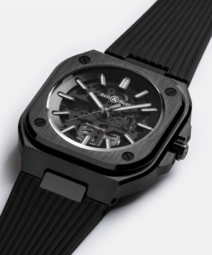 Men's watch / unisex BELL & ROSS, BR 05 Skeleton Black Ceramic / 41mm, SKU: BR05A-BL-SK-CE/SRB | watchphilosophy.co.uk