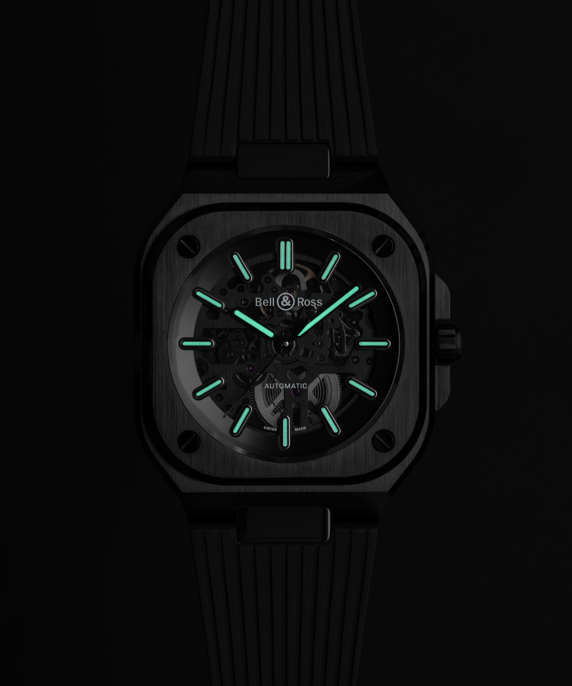 Men's watch / unisex BELL & ROSS, BR 05 Skeleton Black Ceramic / 41mm, SKU: BR05A-BL-SK-CE/SRB | watchphilosophy.co.uk