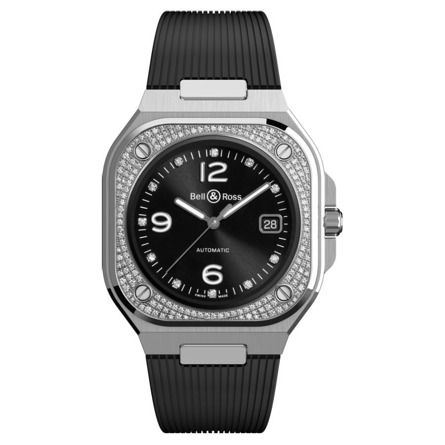 Men's watch / unisex BELL & ROSS, BR 05 Diamond / 40mm, SKU: BR05A-BL-STFLD/SRB | watchphilosophy.co.uk