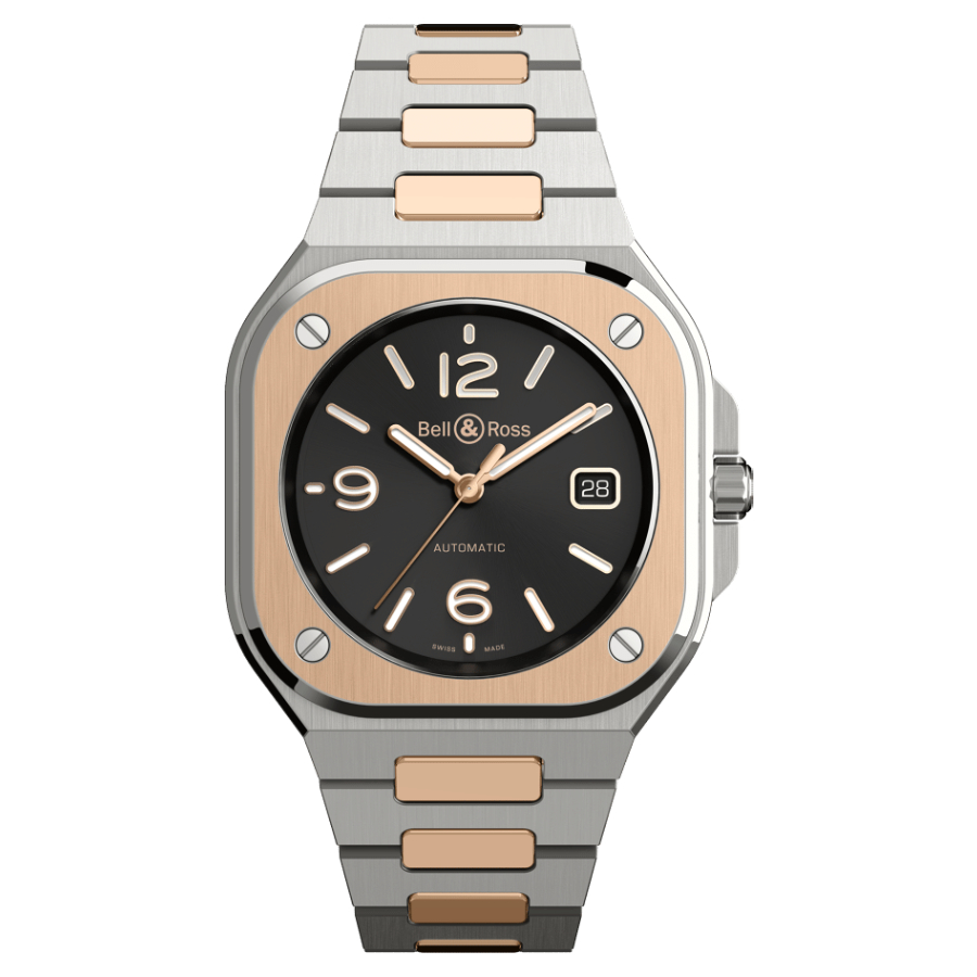 Men's watch / unisex BELL & ROSS, BR 05 Black Steel & Gold / 40mm, SKU: BR05A-BL-STPG/SSG | watchphilosophy.co.uk