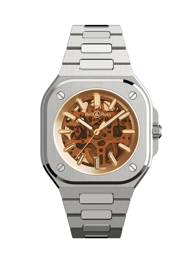 Men's watch / unisex BELL & ROSS, BR 05 Skeleton Golden / 40mm, SKU: BR05A-CH-SKST/SST | watchphilosophy.co.uk