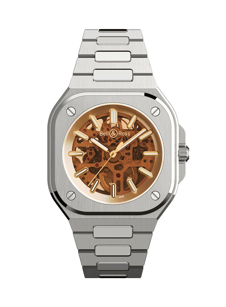 Men's watch / unisex  BELL & ROSS, BR 05 Skeleton Golden / 40mm, SKU: BR05A-CH-SKST/SST | watchphilosophy.co.uk