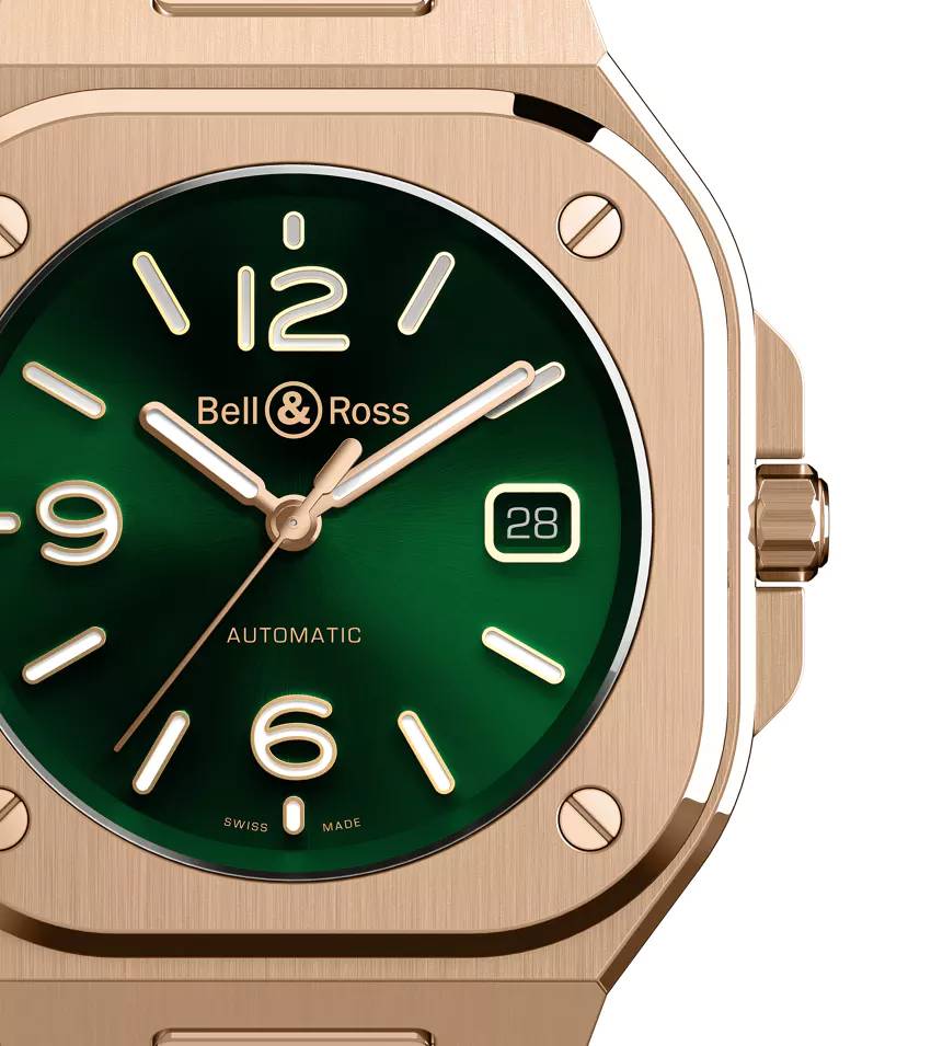 Men's watch / unisex BELL & ROSS, BR 05 Green Gold / 40mm, SKU: BR05A-GN-PG/SCR | watchphilosophy.co.uk