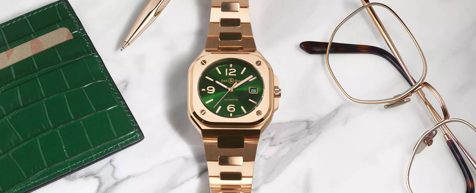 Men's watch / unisex BELL & ROSS, BR 05 Green Gold / 40mm, SKU: BR05A-GN-PG/SPG | watchphilosophy.co.uk