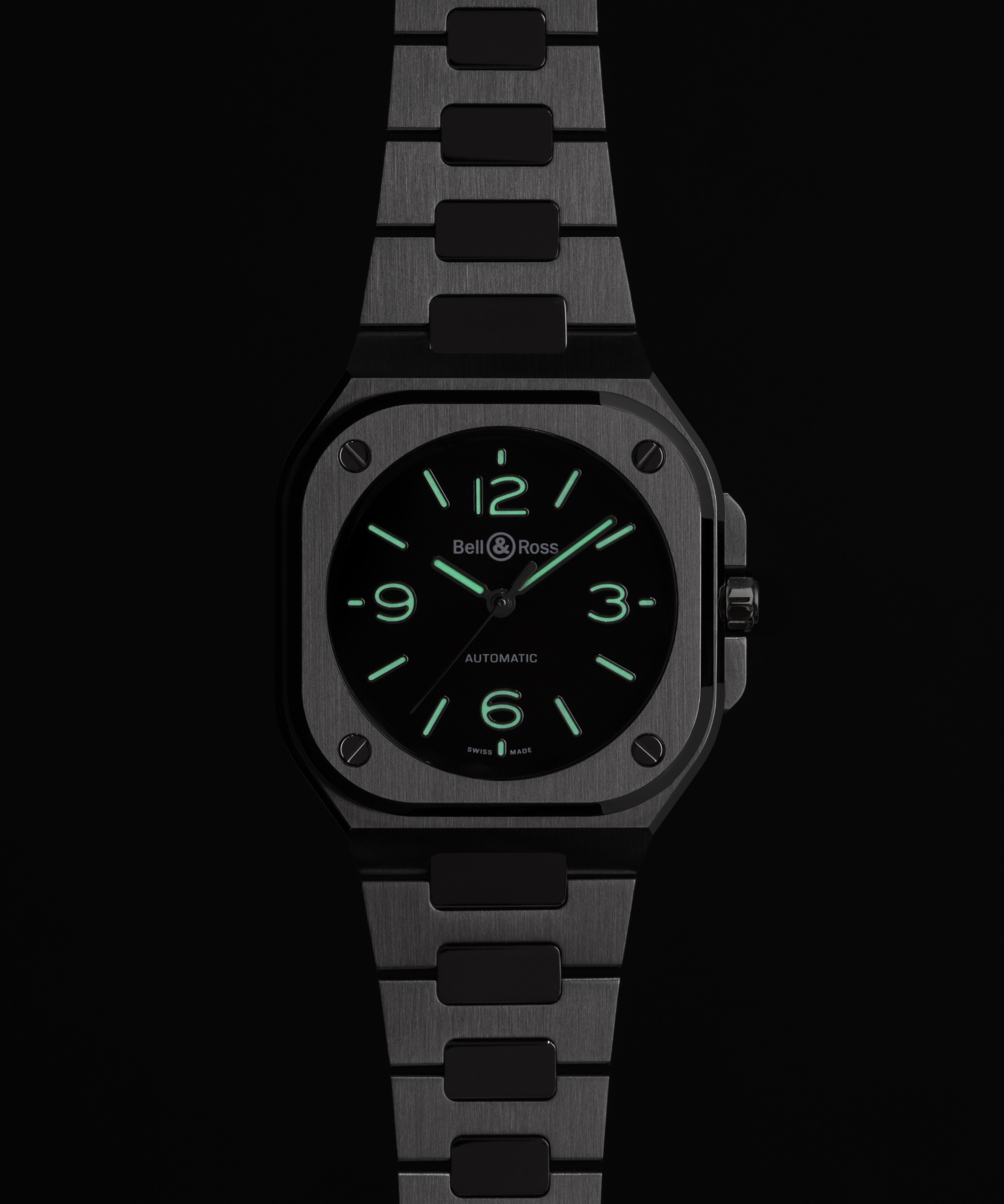 Men's watch / unisex BELL & ROSS, BR 05 Black Steel / 36mm, SKU: BR05A-S-BL-ST/SST | watchphilosophy.co.uk