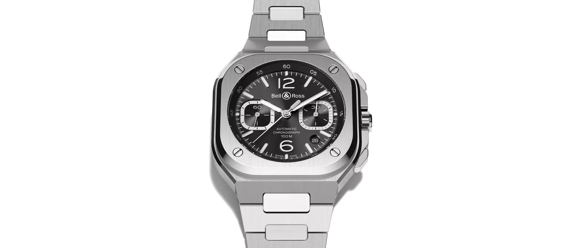Men's watch / unisex BELL & ROSS, BR 05 Chrono Black Steel / 42mm, SKU: BR05C-BLC-ST/SST | watchphilosophy.co.uk
