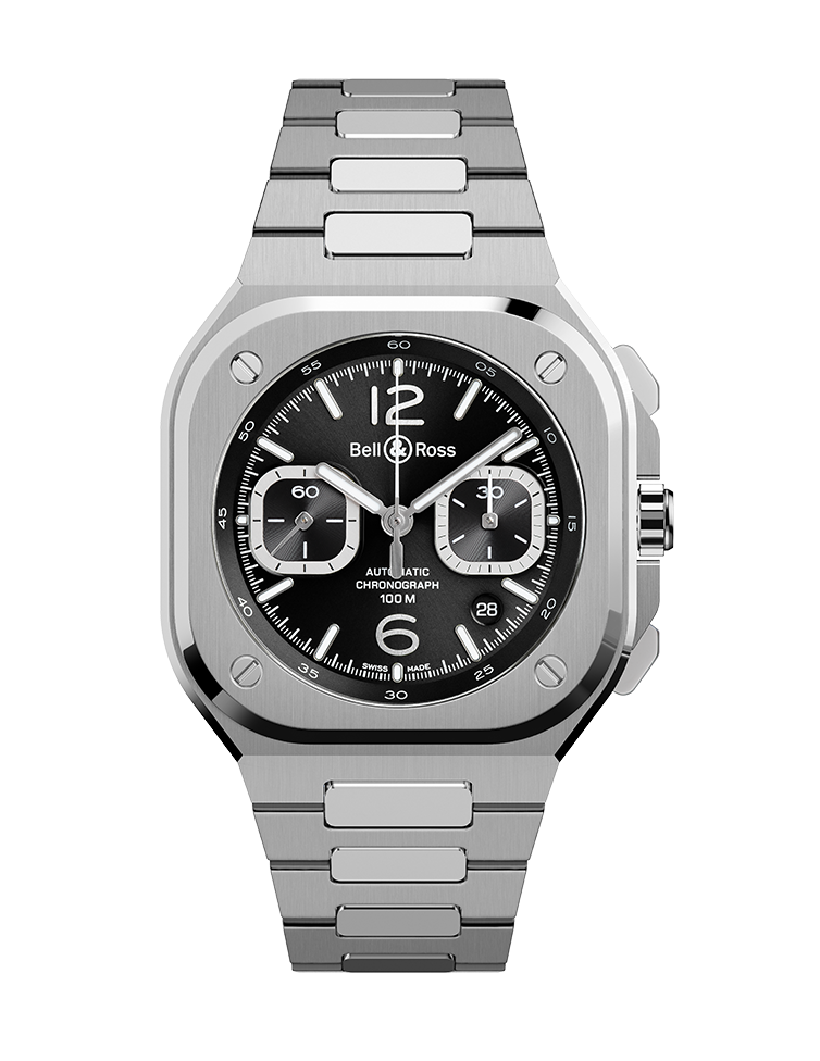 Men's watch / unisex BELL & ROSS, BR 05 Chrono Black Steel / 42mm, SKU: BR05C-BLC-ST/SST | watchphilosophy.co.uk