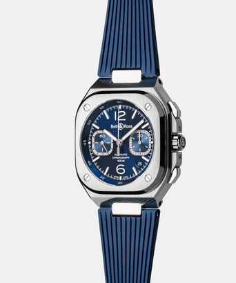 Men's watch / unisex BELL & ROSS, BR 05 Chrono Blue Steel / 42mm, SKU: BR05C-BLU-ST/SRB | watchphilosophy.co.uk