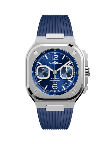 Men's watch / unisex BELL & ROSS, BR 05 Chrono Blue Steel / 42mm, SKU: BR05C-BLU-ST/SRB | watchphilosophy.co.uk