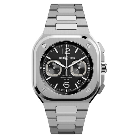 Men's watch / unisex BELL & ROSS, BR 05 Chrono Black Steel / 42mm, SKU: BR05C-BL-ST/SST | watchphilosophy.co.uk
