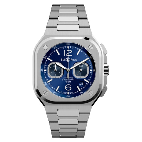 Men's watch / unisex BELL & ROSS, BR 05 Chrono Blue Steel / 42mm, SKU: BR05C-BU-ST/SST | watchphilosophy.co.uk