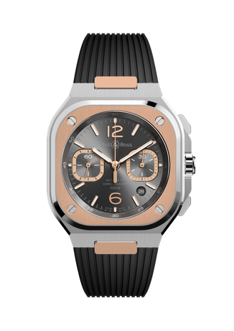 Men's watch / unisex BELL & ROSS, BR 05 Chrono Grey Steel & Gold / 42mm, SKU: BR05C-RTH-STPG/SRB | watchphilosophy.co.uk