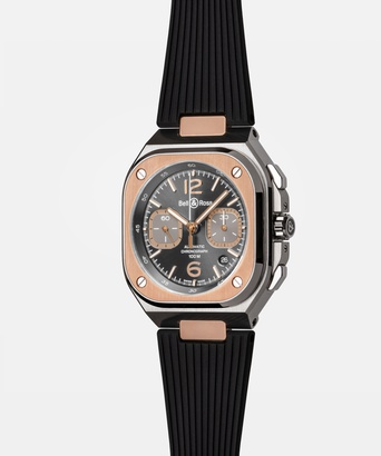 Men's watch / unisex BELL & ROSS, BR 05 Chrono Grey Steel & Gold / 42mm, SKU: BR05C-RTH-STPG/SRB | watchphilosophy.co.uk