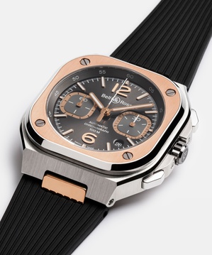 Men's watch / unisex BELL & ROSS, BR 05 Chrono Grey Steel & Gold / 42mm, SKU: BR05C-RTH-STPG/SRB | watchphilosophy.co.uk