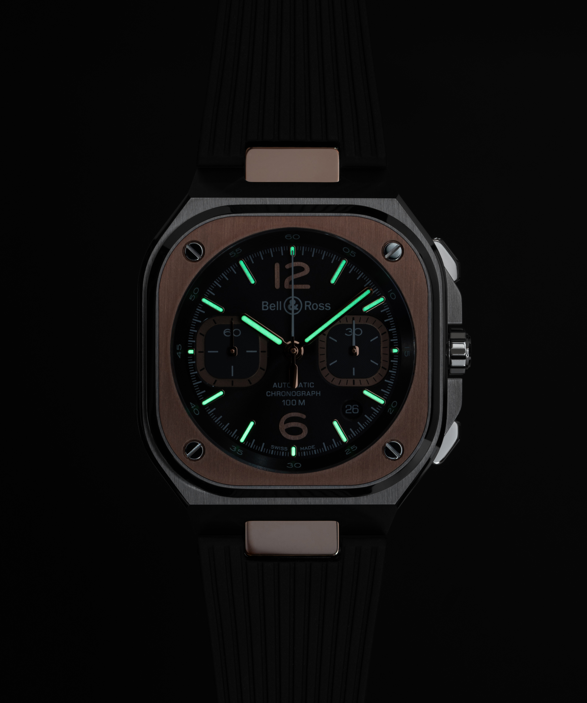 Men's watch / unisex BELL & ROSS, BR 05 Chrono Grey Steel & Gold / 42mm, SKU: BR05C-RTH-STPG/SRB | watchphilosophy.co.uk