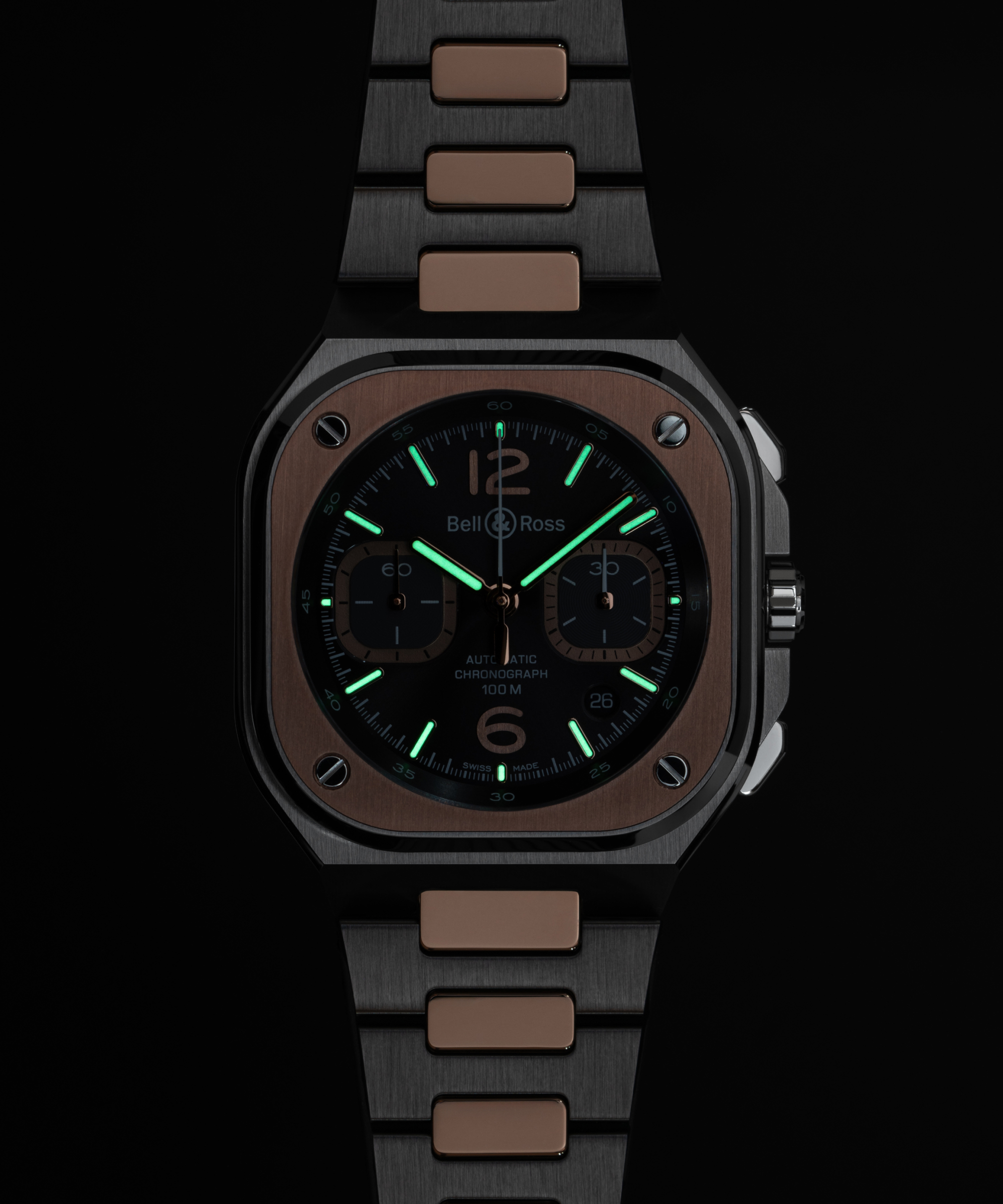 Men's watch / unisex BELL & ROSS, BR 05 Chrono Grey Steel & Gold / 42mm, SKU: BR05C-RTH-STPG/SSG | watchphilosophy.co.uk
