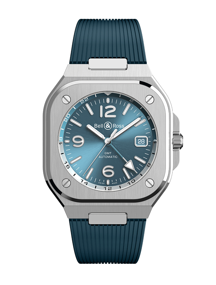Men's watch / unisex BELL & ROSS, BR 05 GMT Sky Blue / 41mm, SKU: BR05G-PB-ST/SRB | watchphilosophy.co.uk