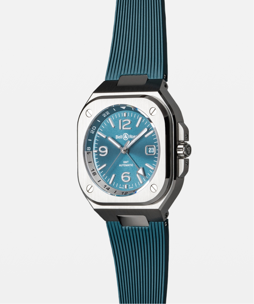 Men's watch / unisex BELL & ROSS, BR 05 GMT Sky Blue / 41mm, SKU: BR05G-PB-ST/SRB | watchphilosophy.co.uk