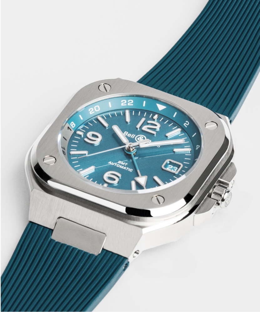 Men's watch / unisex BELL & ROSS, BR 05 GMT Sky Blue / 41mm, SKU: BR05G-PB-ST/SRB | watchphilosophy.co.uk