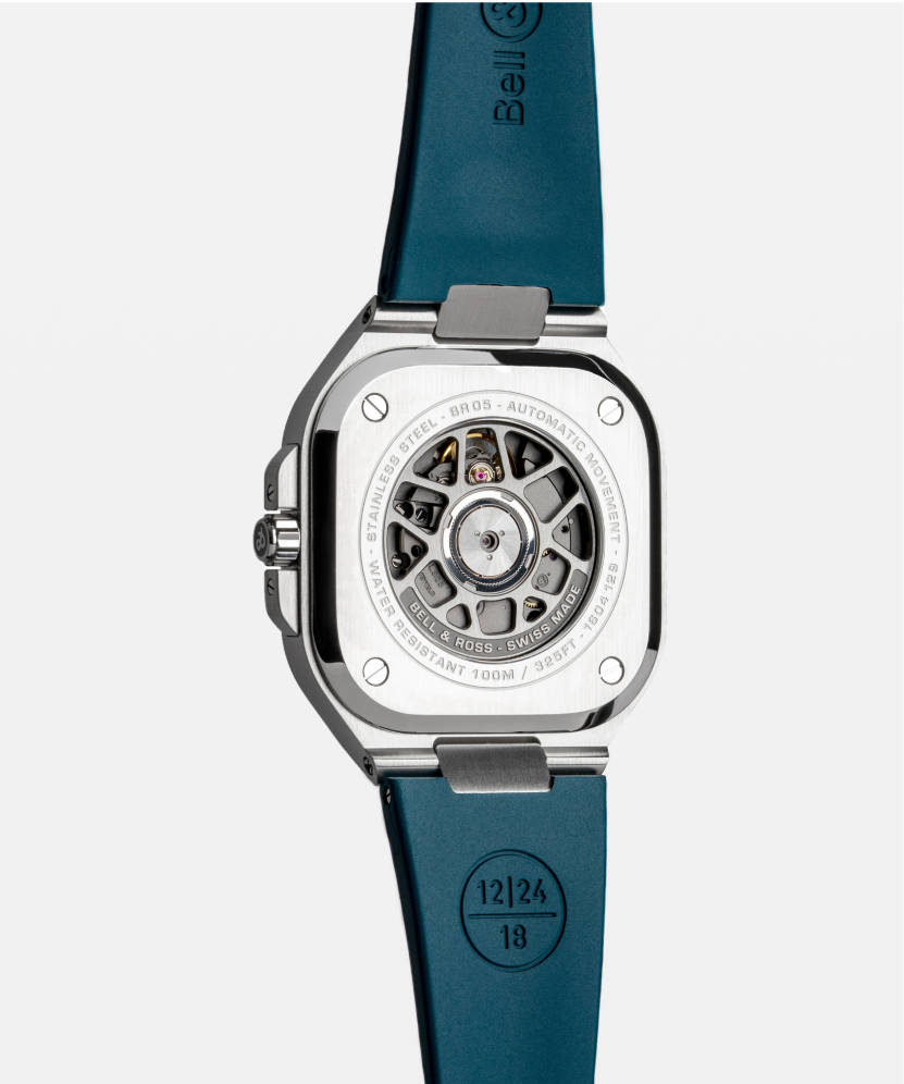 Men's watch / unisex BELL & ROSS, BR 05 GMT Sky Blue / 41mm, SKU: BR05G-PB-ST/SRB | watchphilosophy.co.uk