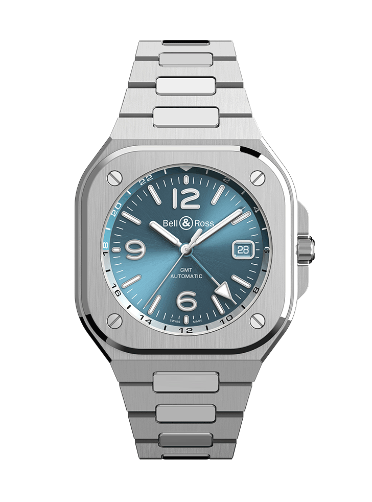 Men's watch / unisex BELL & ROSS, BR 05 GMT Sky Blue / 41mm, SKU: BR05G-PB-ST/SST | watchphilosophy.co.uk
