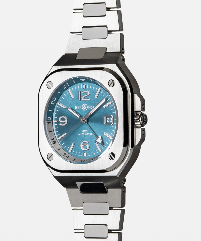 Men's watch / unisex BELL & ROSS, BR 05 GMT Sky Blue / 41mm, SKU: BR05G-PB-ST/SST | watchphilosophy.co.uk