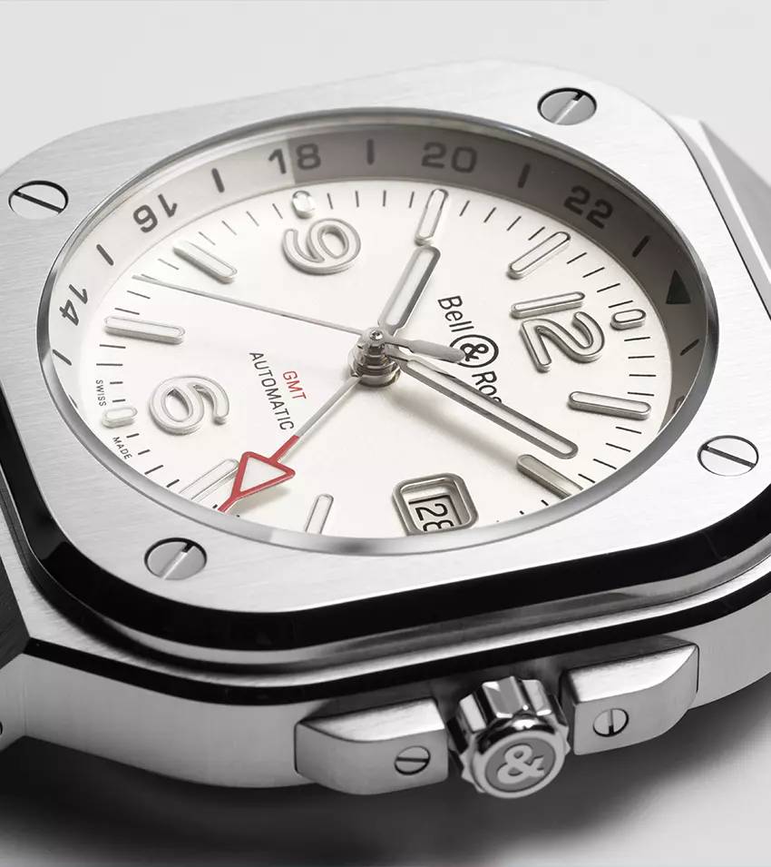 Men's watch / unisex  BELL & ROSS, BR 05 GMT White / 41mm, SKU: BR05G-SI-ST/SRB | watchphilosophy.co.uk