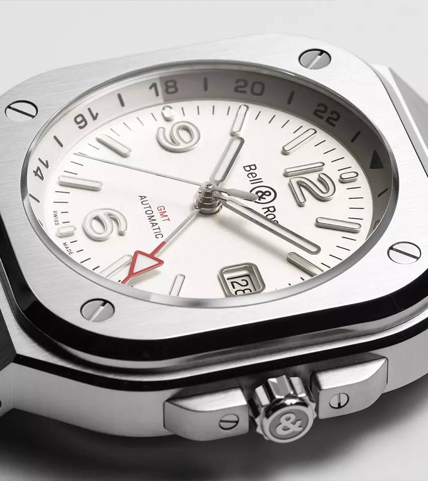 Men's watch / unisex BELL & ROSS, BR 05 GMT White / 41mm, SKU: BR05G-SI-ST/SRB | watchphilosophy.co.uk
