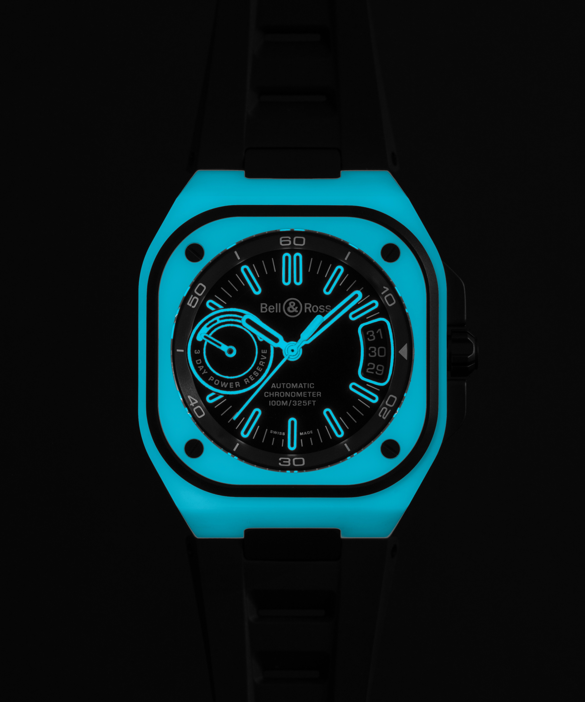 Men's watch / unisex BELL & ROSS, BR-X5 Blue Lum Limited Edition / 41mm, SKU: BRX5R-BLUM-TC/SRB | watchphilosophy.co.uk
