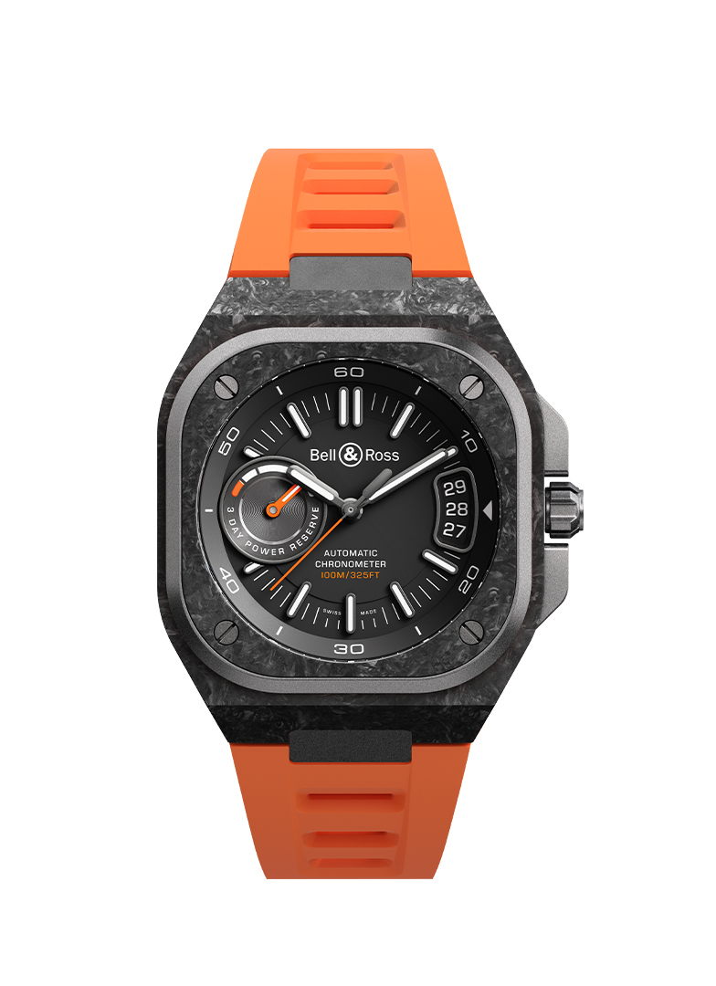 Men's watch / unisex BELL & ROSS, BR-X5 Carbon Orange / 41mm, SKU: BRX5R-BO-TC/SRB | watchphilosophy.co.uk